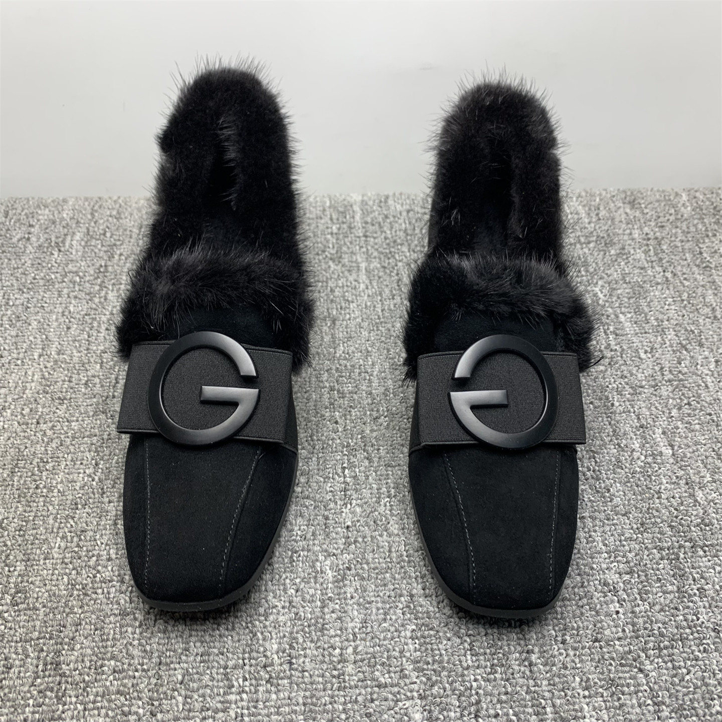 断码处理真皮加绒棉鞋女2025冬季新款水貂毛粗跟深口英伦风毛毛鞋,淘宝优惠券,粉丝福利购,淘宝优惠卷