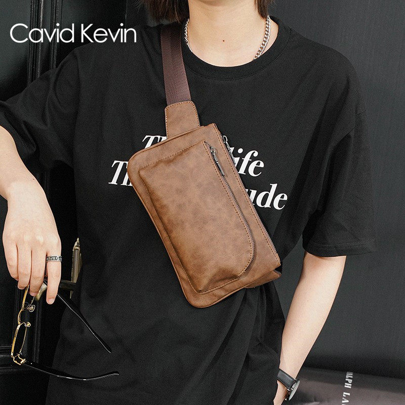 cavid kevin复古街头胸前小包腰包 vaticley男士包袋