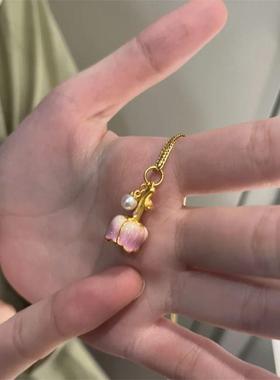 伸缩玫瑰项链金色玫瑰礼物项链仿真黄金项链伸缩项链女款2024新款