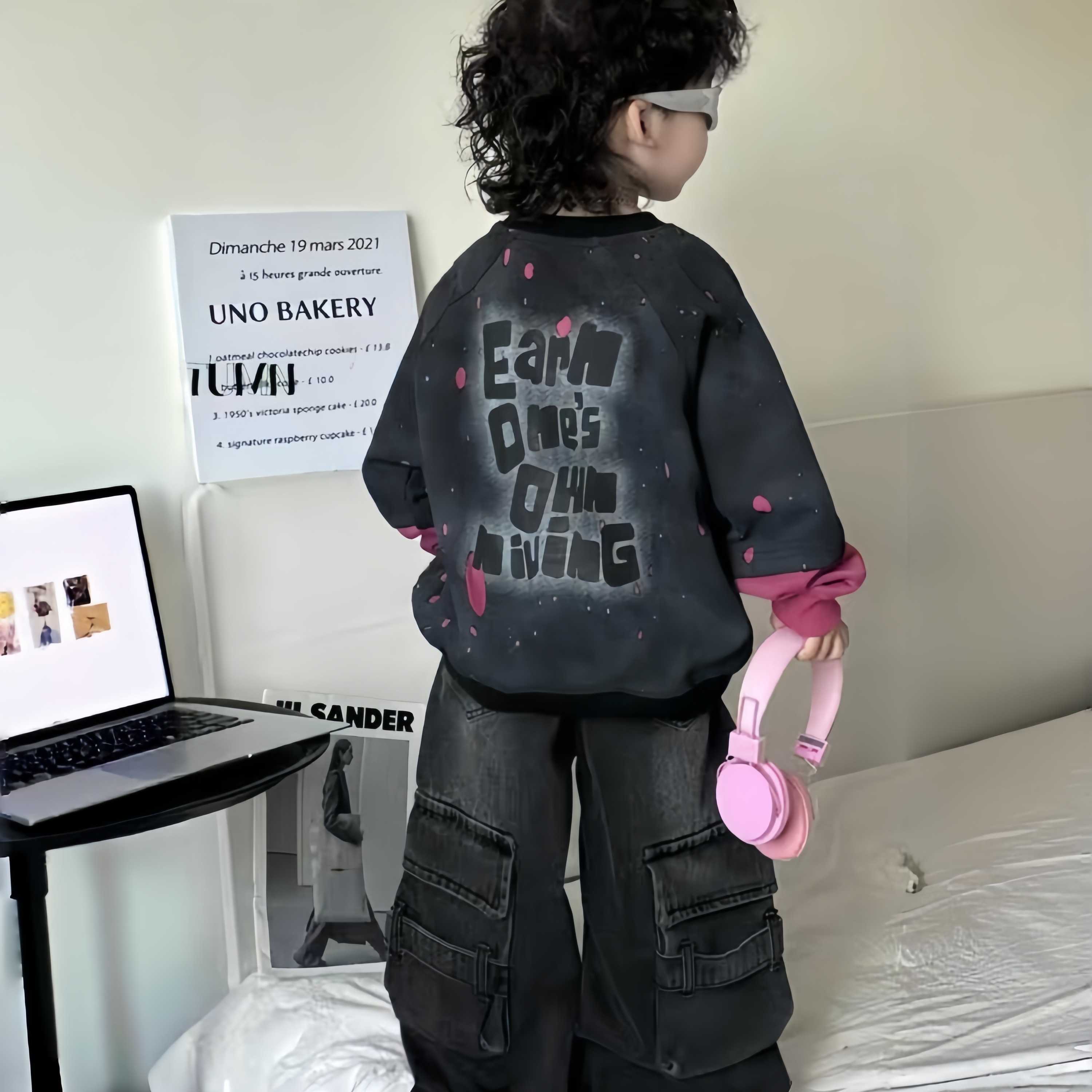 男童韩版帅气套装2026新款时尚破洞假两件卫衣酷帅工装牛仔裤套装,淘宝优惠券,粉丝福利购,淘宝优惠卷