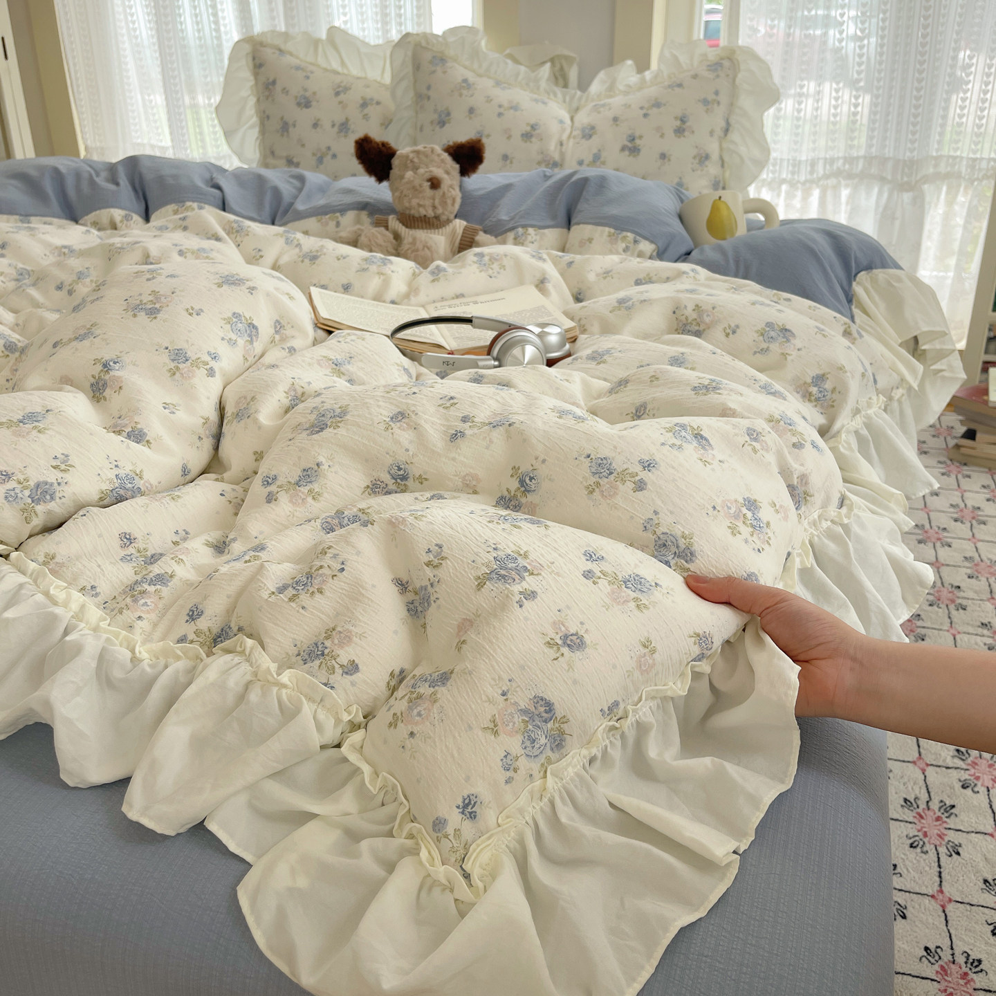 法式A类纯棉双层纱四件套全棉床单人被套2025新款被罩宿舍三件套4,淘宝优惠券,粉丝福利购,淘宝优惠卷