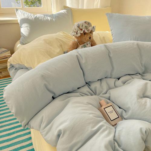 ins小清新纯棉全棉床上四件套2025新款学生宿舍床单被罩三件套 - 图1