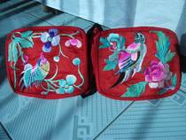 Lan] 10749 large bird embroidered red pillow top 2