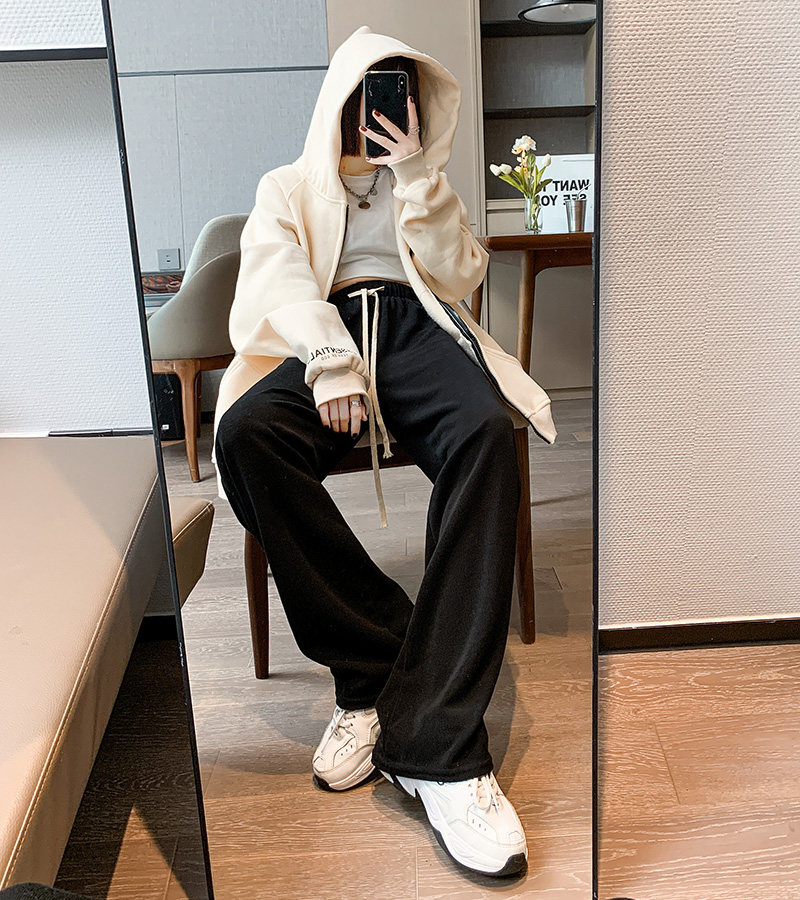 抽绳子女春秋高腰宽松直筒运动裤 星娅妃休闲裤