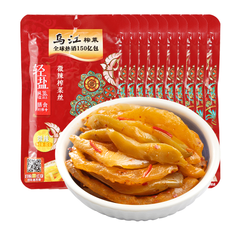 【任选专区10袋包邮】乌江涪陵开味下饭菜微辣菜丝80g*1袋-图3