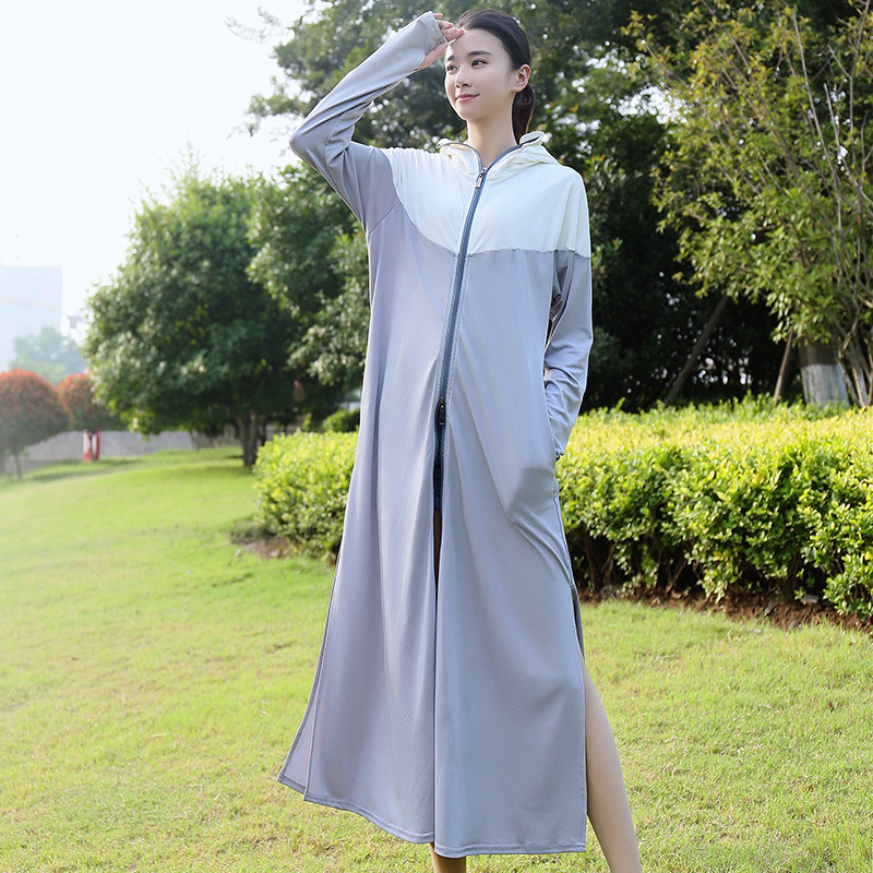 防紫外线透气长袖长款风衣薄防晒衣 小猪小巷短外套