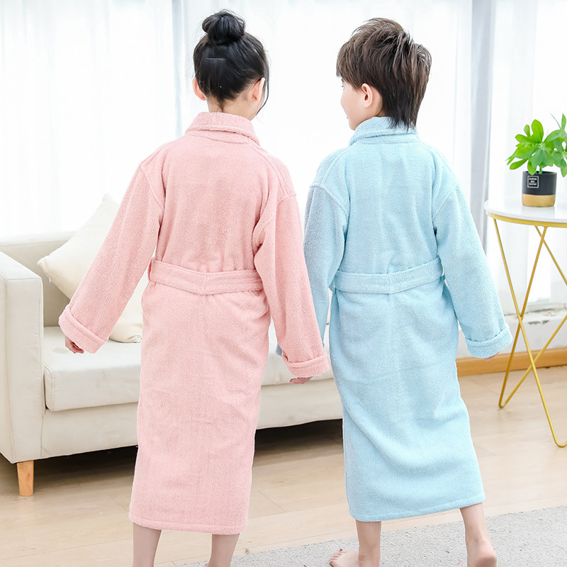 儿童浴袍毛巾料加厚纯棉翻领青少年高端浴衣酒店睡袍加长毛圈睡衣,淘宝优惠券,粉丝福利购,淘宝优惠卷
