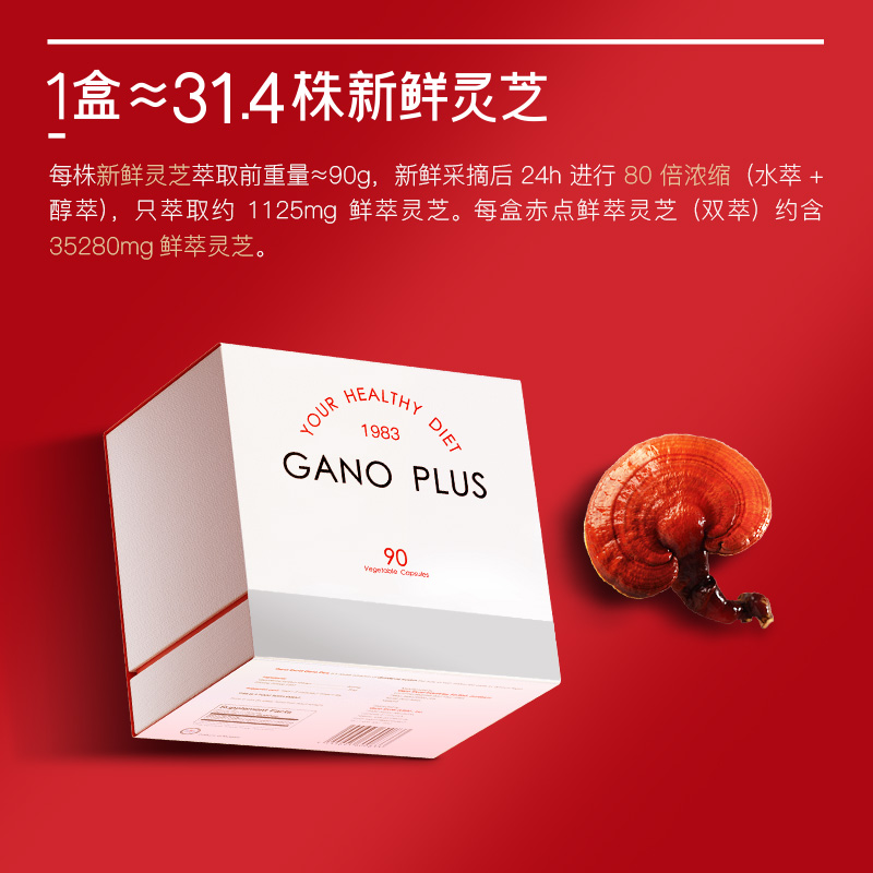 【两盒装】Gano Excel/赤点鲜萃灵芝双萃GANO PLUS双重萃取冻干粉 - 图1