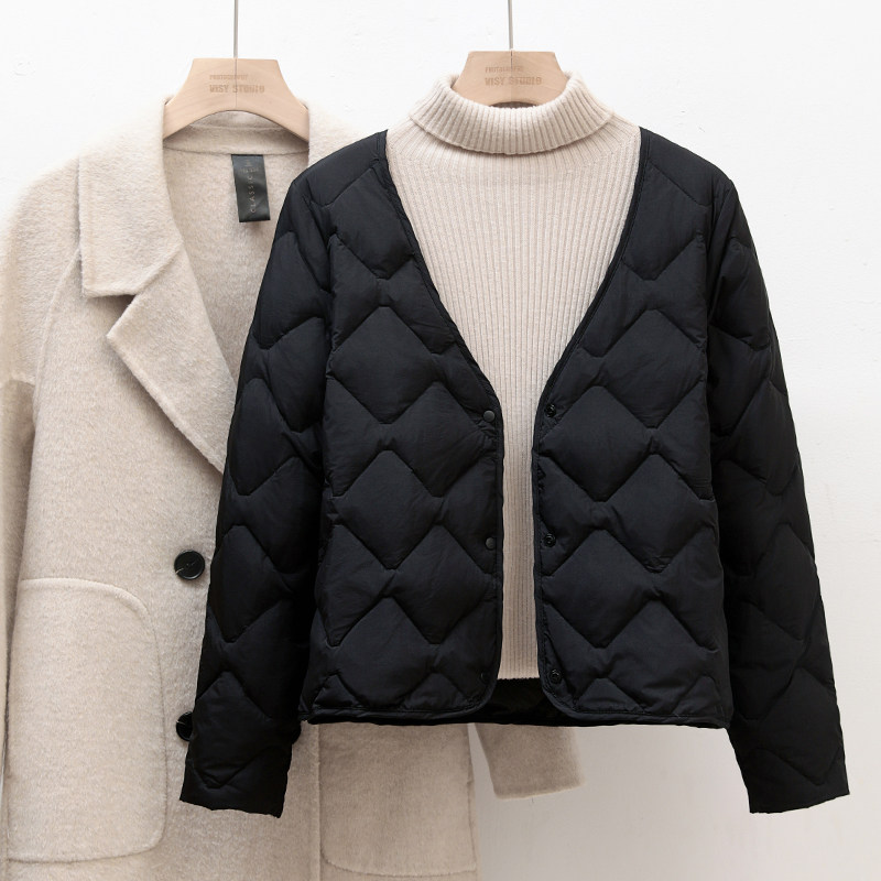 2025冬季新款羽绒内胆女深V领打底大衣伴侣内搭轻薄保暖短羽绒服,淘宝优惠券,粉丝福利购,淘宝优惠卷