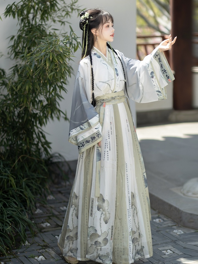 原创晋制汉服女正品【莲蓉】交领齐腰飘逸襦裙春夏日常古装中国风 - 图0