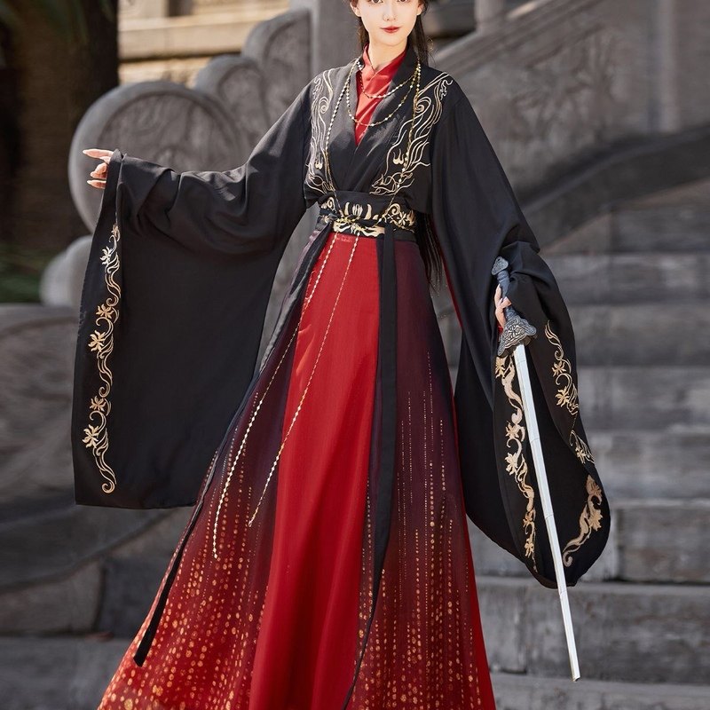 魏晋制汉服战国袍交领衫刺绣渐变齐腰裙男女同款国风日常春夏古装,淘宝优惠券,粉丝福利购,淘宝优惠卷