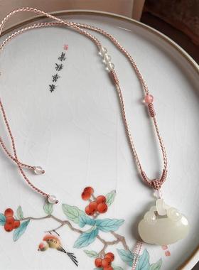 原创手工编细款锁骨链项链女复古高级可直接穿金扣吊坠百搭可调节