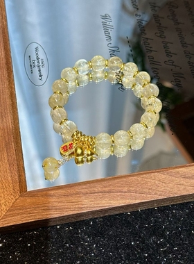 金芒裹福禄」天然金发晶手链女招财转运珠葫芦手串送女友闺蜜礼物