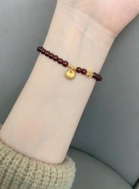 天然石榴石福袋小蛮腰珍珠手链祥云喜乐平安手串小众设计精致手饰