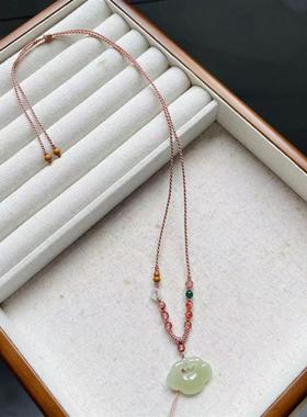 高档手工编织项链绳子女可挂黄金锁包佛公平安扣翡翠南红吊坠挂绳