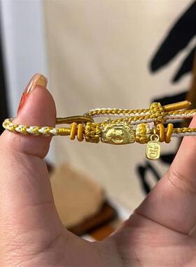 手工编织龙饺大吉大利吊牌生肖手绳女高级感diy可串珠穿黄金银饰