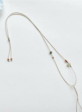 编织高档精致女项链锁骨链毛衣链挂黄金锁和田玉佛平安扣吊坠挂绳