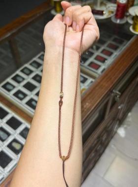 手工编织高档秋棕色编绳项链女可挂黄金佛公平安扣如意锁吊坠挂绳