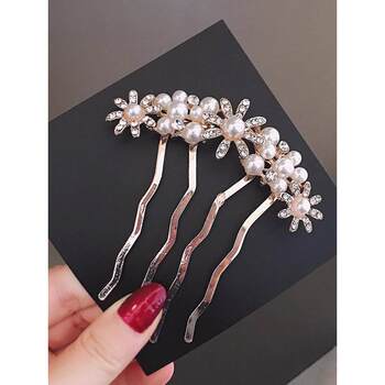 ໝວກຜົມໄຂ່ມຸກ ເກົາຫຼີ temperament comb plate hair clip elegant versatile ball hair clip non-slip hair comb hairpin