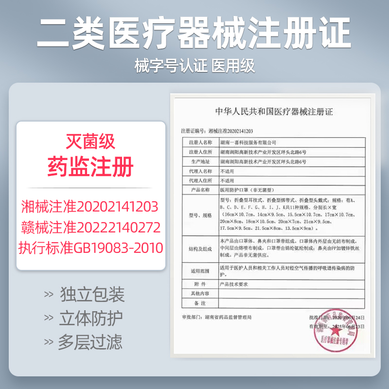 维德医疗N95型医用防护口罩一次性医疗级别口罩3d立体灭菌独立装-图2