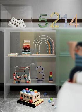 简约现代样板间儿童房摆件样品屋展示中心儿童区柜内搭配木质玩具