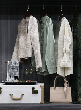 新中式样板房衣帽间衣柜衣服储物收纳盒摆件软装饰品摆设道具