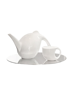 现代极简客厅餐桌瓷白色茶具售楼处样板间吧台软装饰品搭配摆件