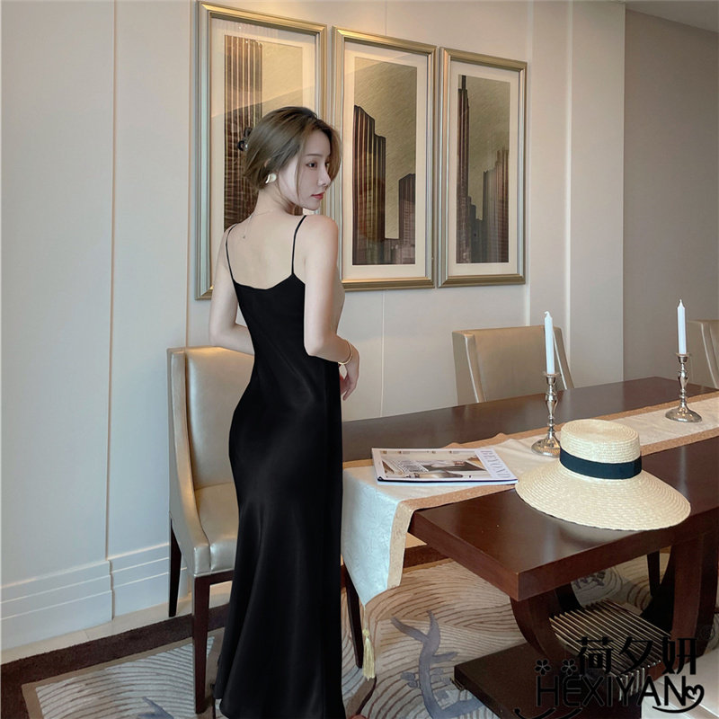 冰丝吊带睡裙夏季性感长款睡衣裙子 荷夕妍睡裙