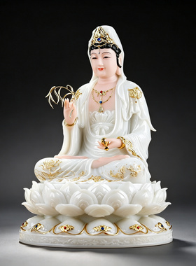 金佛堂汉白玉描金娑婆三圣供奉像