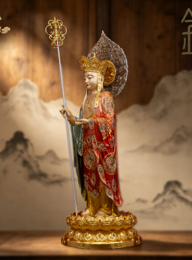 全铜大慈地藏菩萨佛像站地藏王居家佛堂供奉摆件客厅办公室工艺品