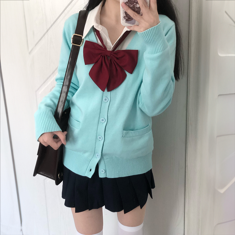 JK制服裙正版原创针织开衫毛衣外套女秋季新款日系校服学院风套装 - 图1