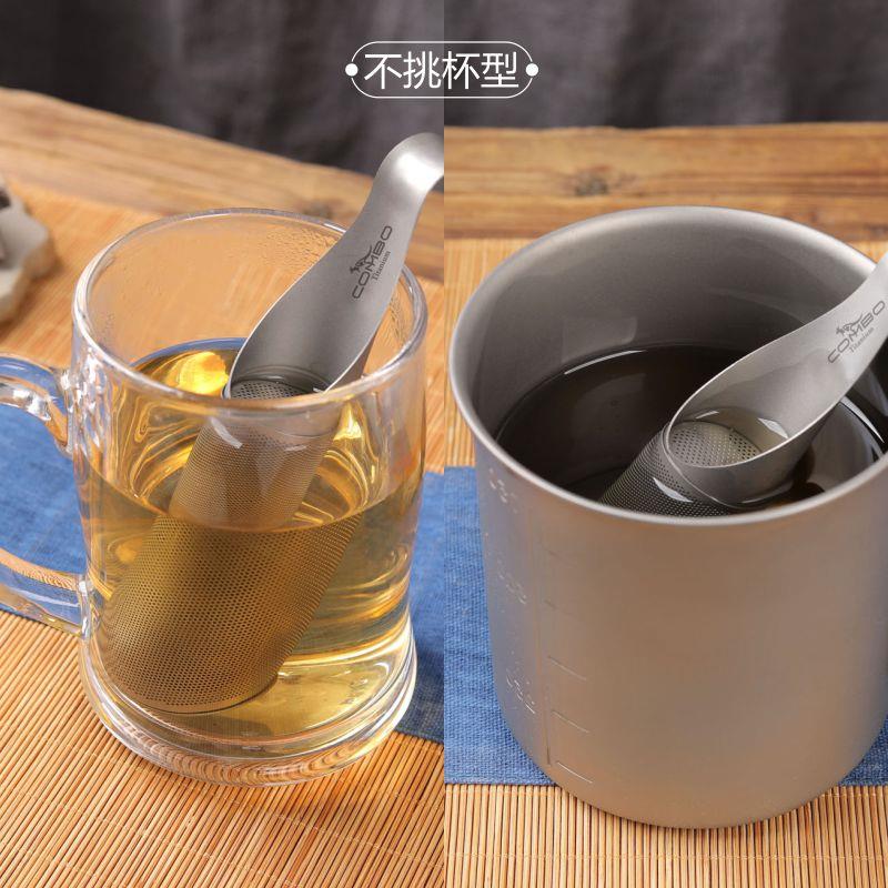 康伴钛品纯钛茶滤器漏网茶叶过滤网筛挂式泡茶器茶具烟斗型茶漏新 - 图1