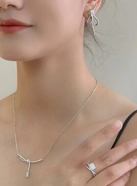 何家原厂925纯银极光丝带结项链小方糖戒指芭比冰糖耳钉锁骨链