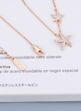 新加坡Chomel项链纯银ins女潮牌小众原创设计感大小双海星锁骨链