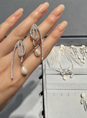 何家原厂925纯银优雅水滴玫瑰项链耳环珍珠锁骨链轻奢高级感女