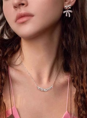 何家原厂925纯银蕾丝LACELLE蕾丝星云锁骨链轻奢高级项链礼物