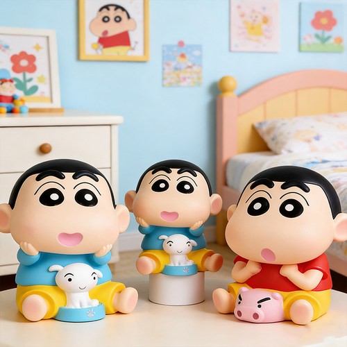 蜡笔小新宝宝存钱罐可爱卡通防摔儿童房间小孩学生可存取桌面摆件 - 图0