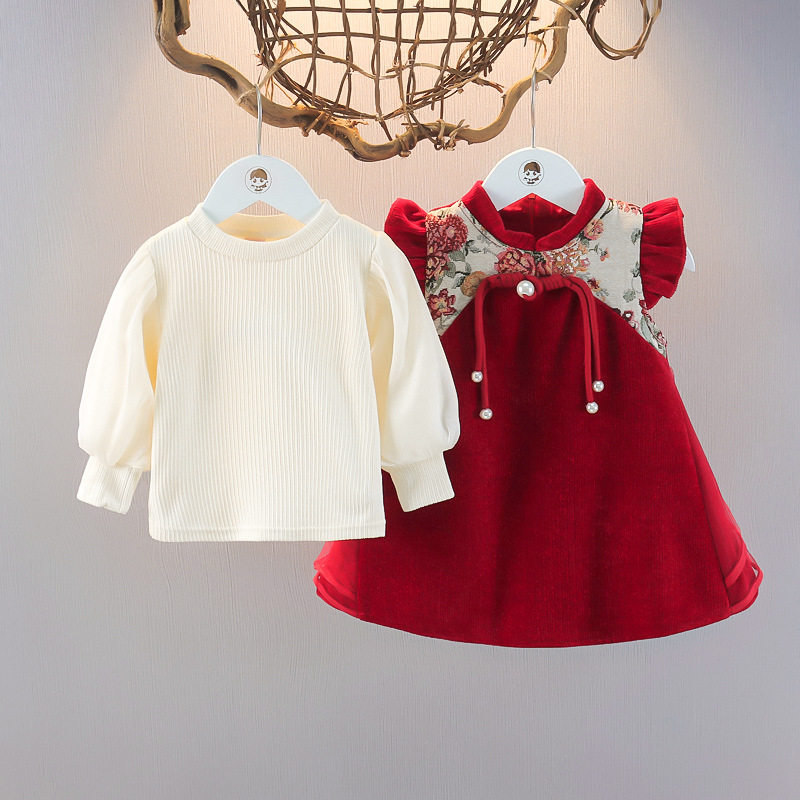 周岁女宝礼服女童国风连衣裙新年套装汉服抓周裙子婴儿拜年服,淘宝优惠券,粉丝福利购,淘宝优惠卷