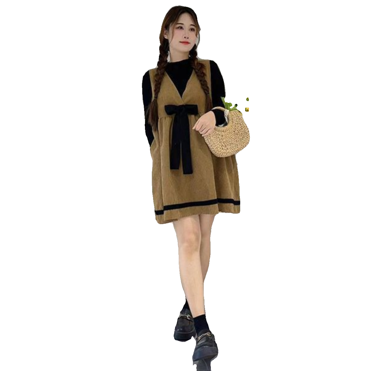 时尚韩版新款孕妇连衣裙秋季小个子外穿中长裙套装孕妇秋冬两件套