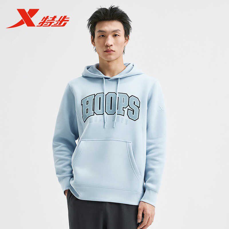 特步门店同款连帽卫衣男2025春新款印花百搭通勤外套975129930205