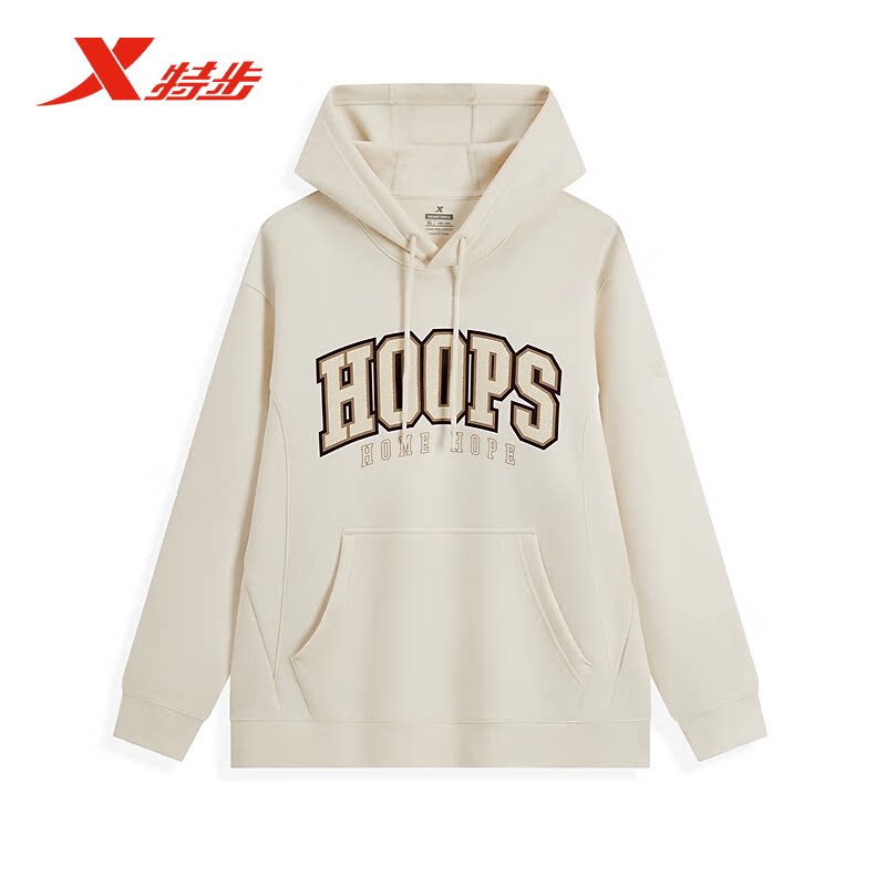 特步门店同款连帽卫衣男2025春新款印花百搭通勤外套975129930205