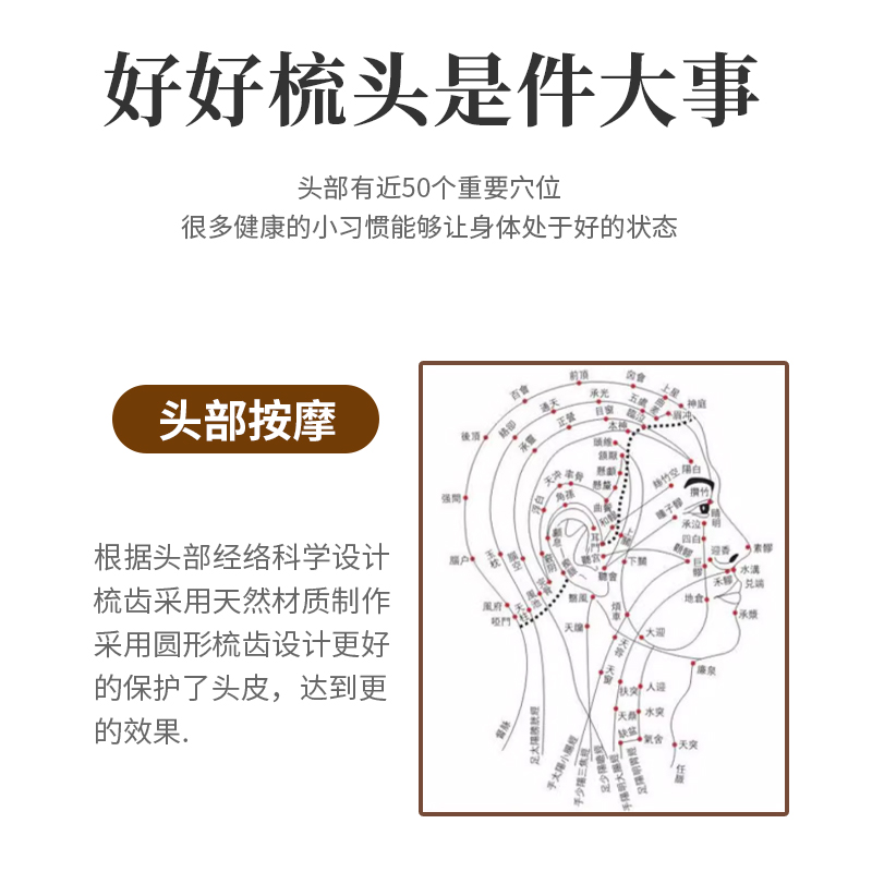 檀木梳子按摩头皮经络按摩梳便携女士家用防静疏通神器刮痧按摩梳-图3