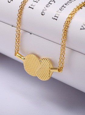 时尚简约陈梦同款乒乓球拍项链女个性吊坠锁骨链2021新款国潮爆款