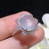 Cuiqinzhihuang ice egg ring 18k gold diamond inlaid with natural A-grade jadeite full of crystal clear ice