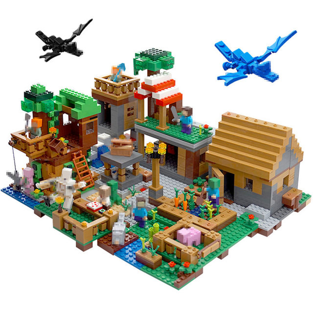 Lego Minecraft Building Blocks Boys Mental Mind Assembling Village House Children S Jigsaw Puzzles 6 14