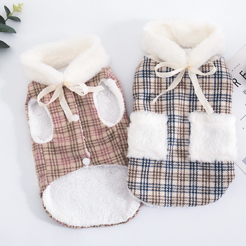 狗狗衣服小型犬格子毛绒背心泰迪比熊博美宠物猫咪服装幼猫秋冬装,淘宝优惠券,粉丝福利购,淘宝优惠卷