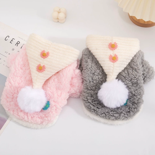 Кошачья одежда зимняя толстая котенок голубая кошачья ткань куколка короткая нога кошачья анти -харта