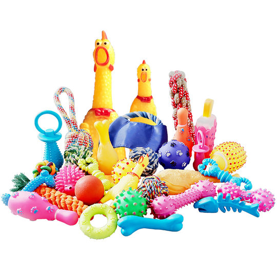 Dog toy ball grinding teeth and screaming chicken Teddy