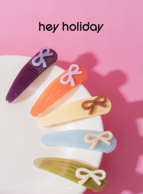 hey holiday撞色蝴蝶结醋酸水滴BB夹刘海碎发侧边夹甜美气质发饰