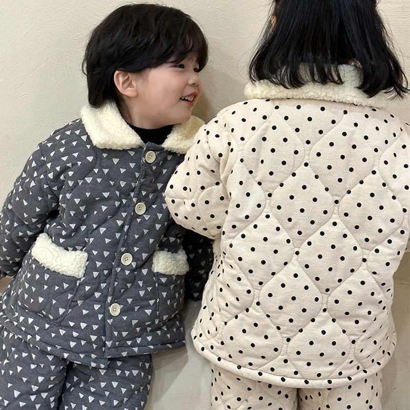 儿童睡衣冬季加厚款女童保暖宝宝加绒三层夹棉男童小孩家居服套装,淘宝优惠券,粉丝福利购,淘宝优惠卷